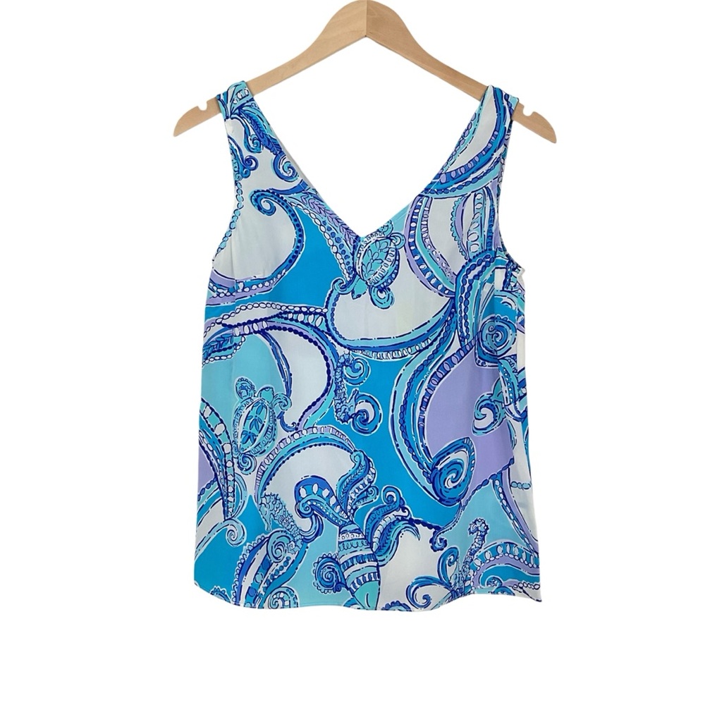 Lilly Pulitzer Cipriani Silk Top Searulean Blue Size XS